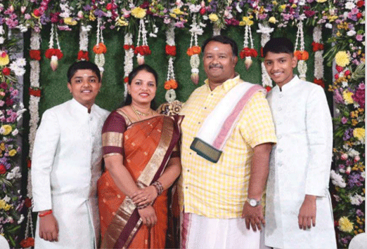 Lion Prof. Prathap Yadav with wife Lion Jayalakshmi P. Yadav with children Vihaan Yadav & Namish Yadav